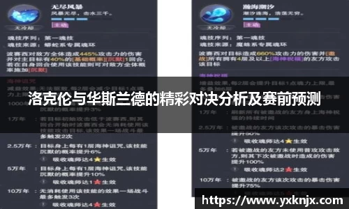 洛克伦与华斯兰德的精彩对决分析及赛前预测